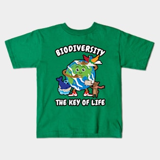 🦜 Biodiversity Is the Key of Life, Save the Earth Kids T-Shirt